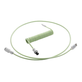CableMod front view of lime sorbet coiled keyboard cable showing color and length benefit