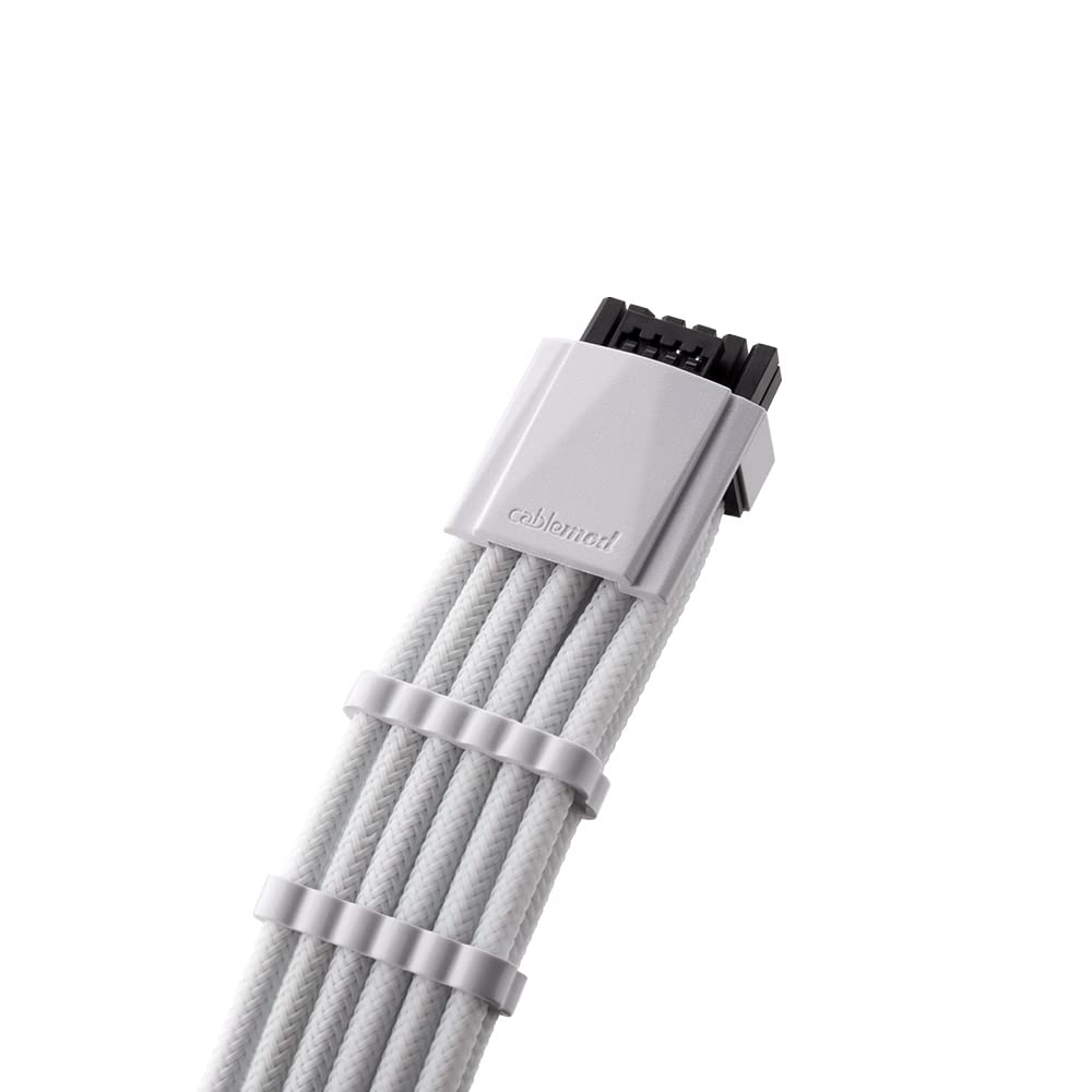 CableMod 16-pin to 3x8-pin connected to GPU, clear scale and fitment reassurance benefit