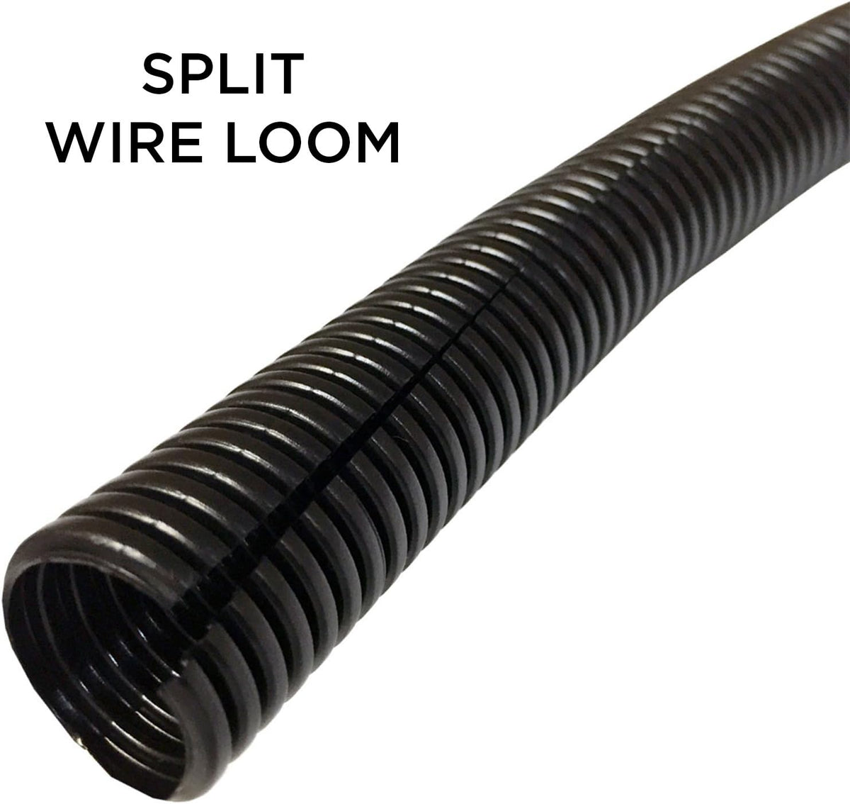 CableOrganizer.com black 2in wire loom, 7ft length to organize multiple cables.