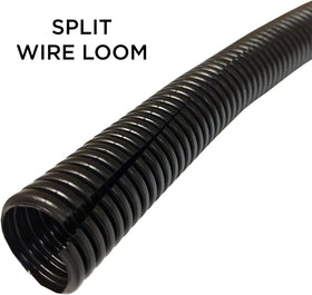 CableOrganizer.com black 2in wire loom, 7ft length to organize multiple cables.