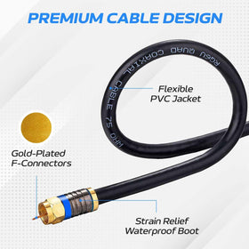 Cables Direct Online RG6 quad shield for digital TV with minimal interference.
