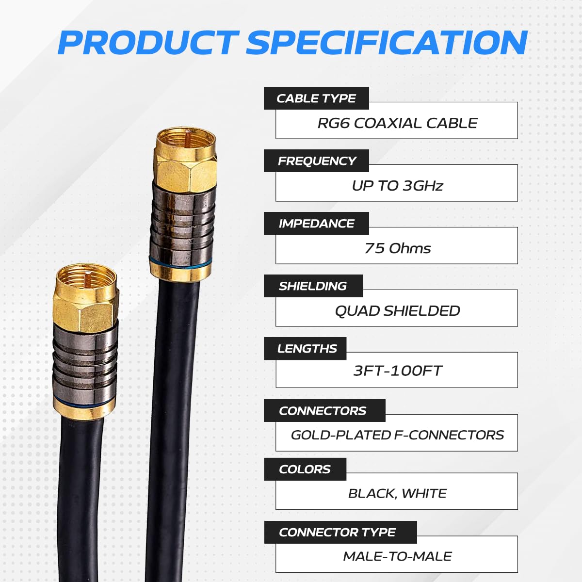 Cables Direct Online F-pin and BNC extension connections for satellite reliability.