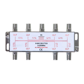 Cables Direct Online front view of 8-way splitter showing ports and durable housing for reliable distribution