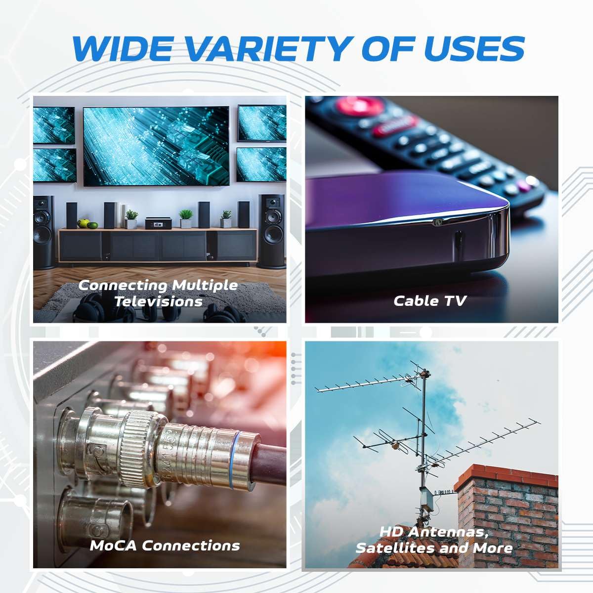 Cables Direct Online installed in an entertainment rack showing multi-device connections and neat cable management