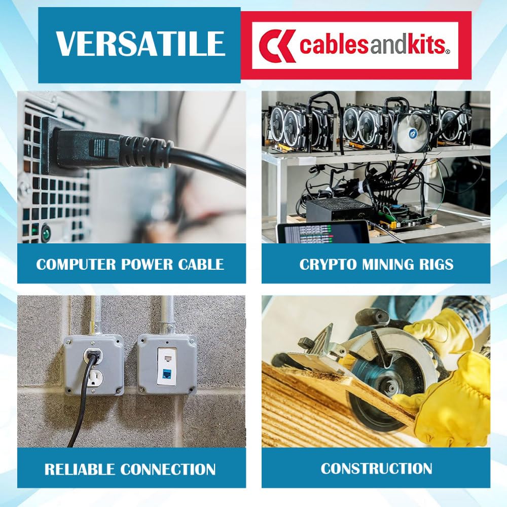 CablesAndKits 15A/125V rated power cable suitable for servers and printers.