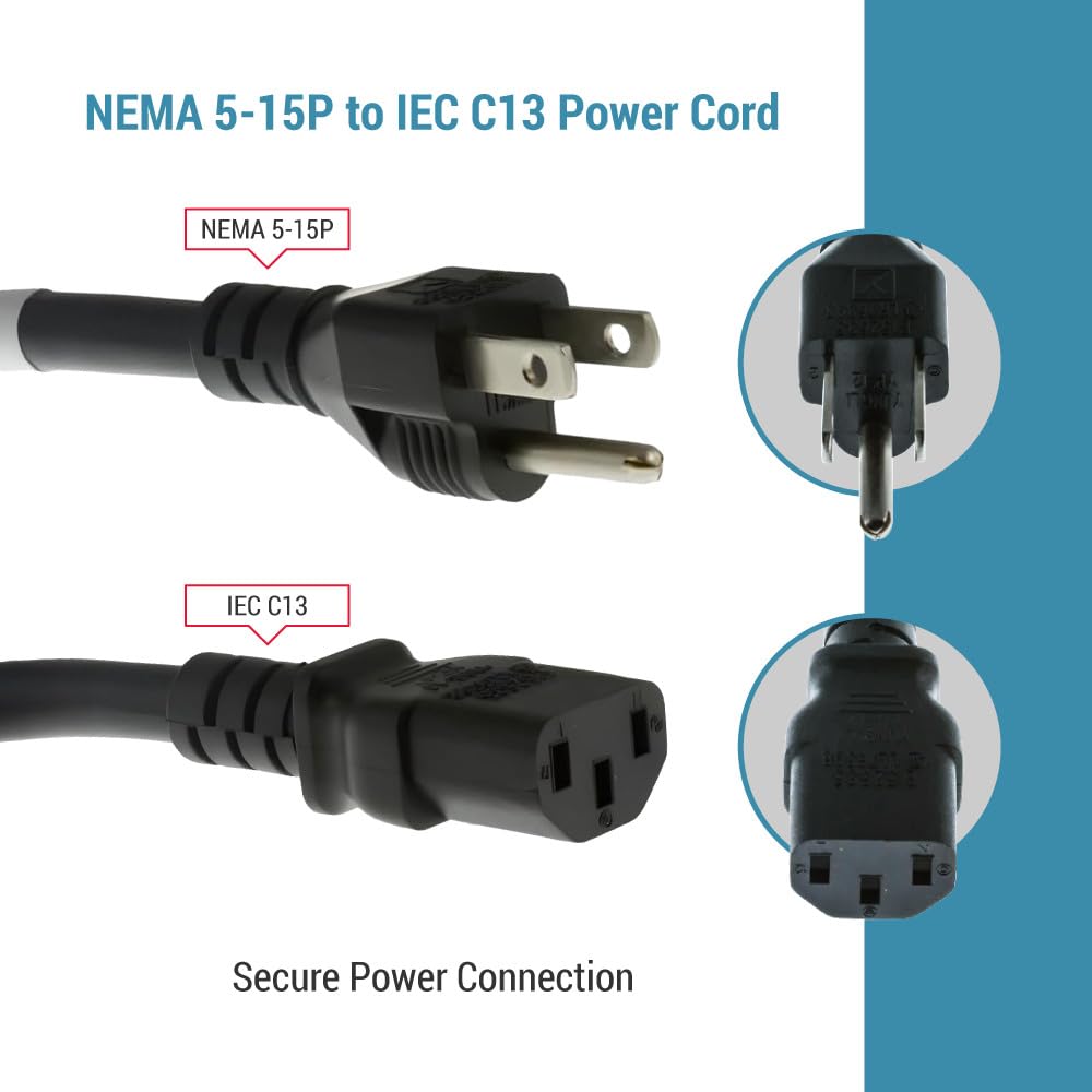 CablesAndKits 3ft black cord for desk setups and workstations.