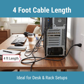 CablesAndKits desk setup with power cord neatly routed for clean office spaces.