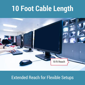 CablesAndKits PC and monitor setup using 10ft power cord