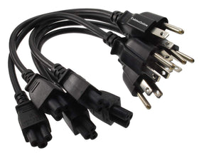 CablesOnline 5-pack 1ft laptop power cables with 3-prong NEMA 5-15P to IEC-C5 for versatile use.