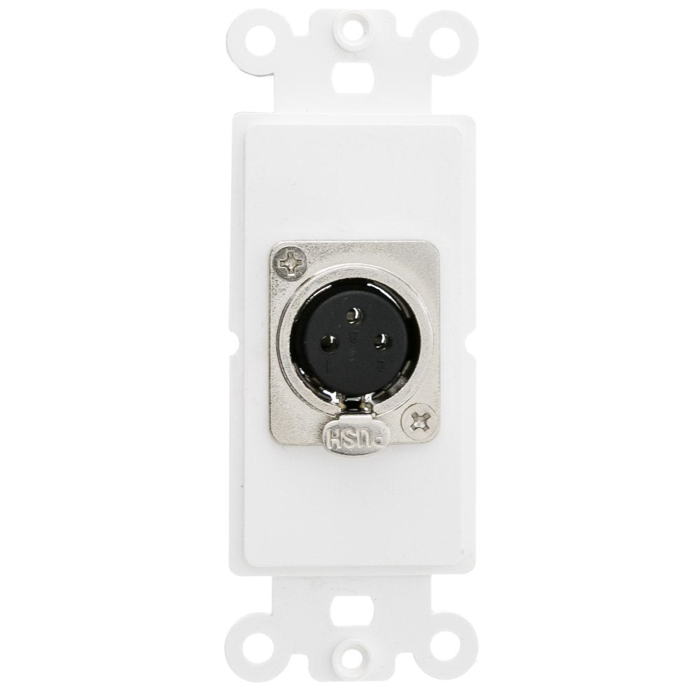CableWholesale front view decora wall plate showing neat XLR connection benefit