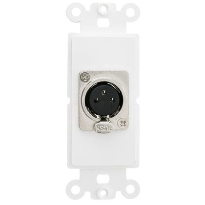 CableWholesale front view decora wall plate showing neat XLR connection benefit