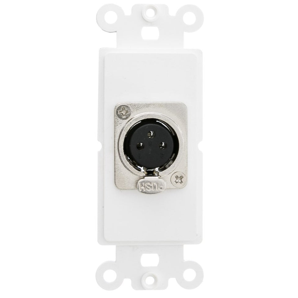 CableWholesale front view decora wall plate showing neat XLR connection benefit