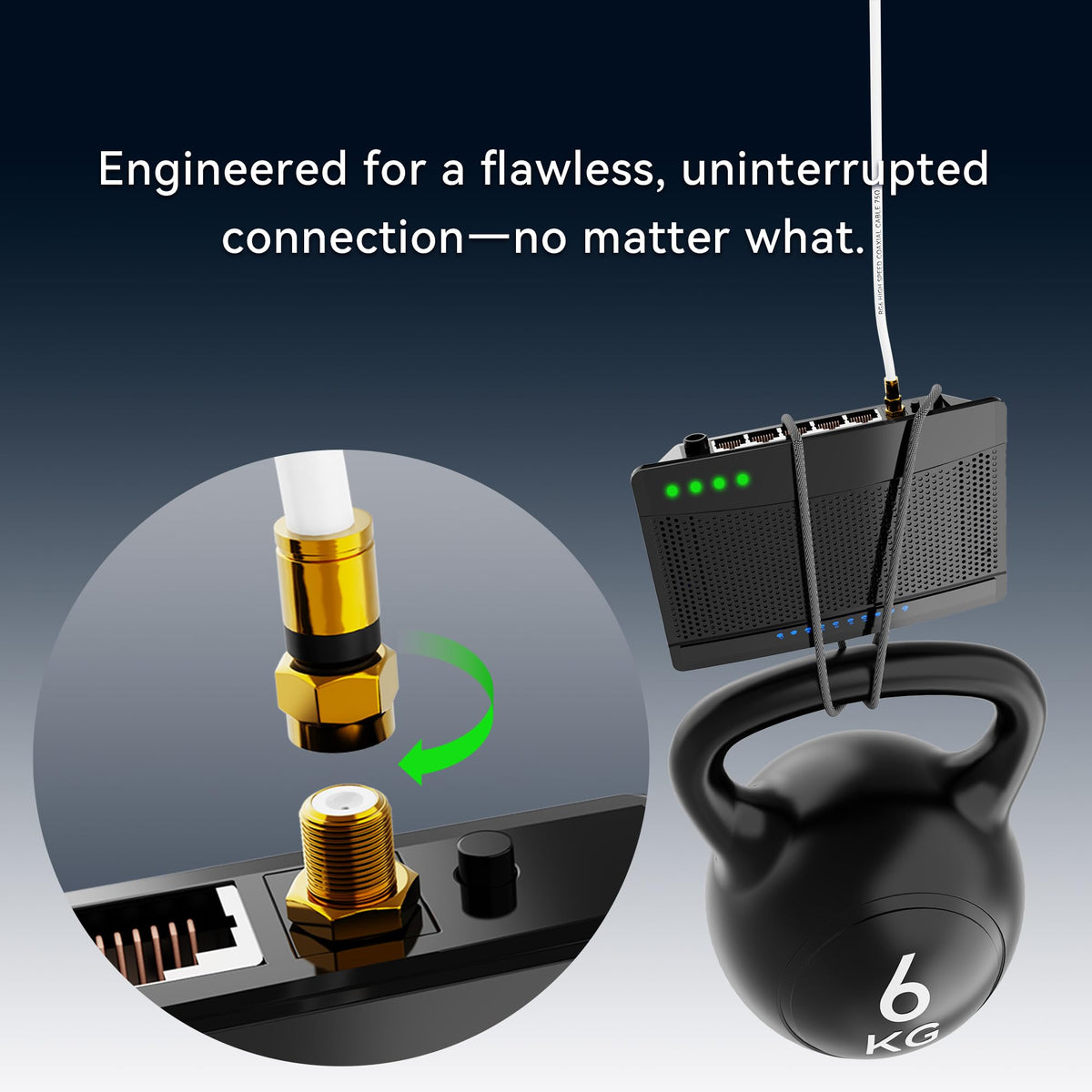 cablism connected to TV back panel demonstrating stable 4K signal delivery