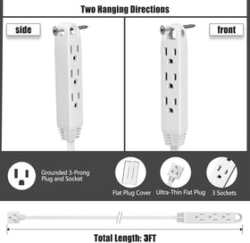 CABOCASA 2-pack power strip with 3 outlets keeps kitchen and desk devices powered