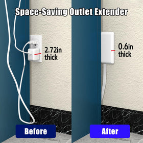 CABOCASA close-up of outlet spacing and grounding prong, fits bulky adapters