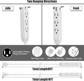 CABOCASA 6ft twin extension cord hides outlets for organized spaces and flexible placement.