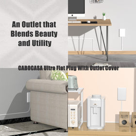 CABOCASA hidden under desk behind baseboard, keeps cords out of sight