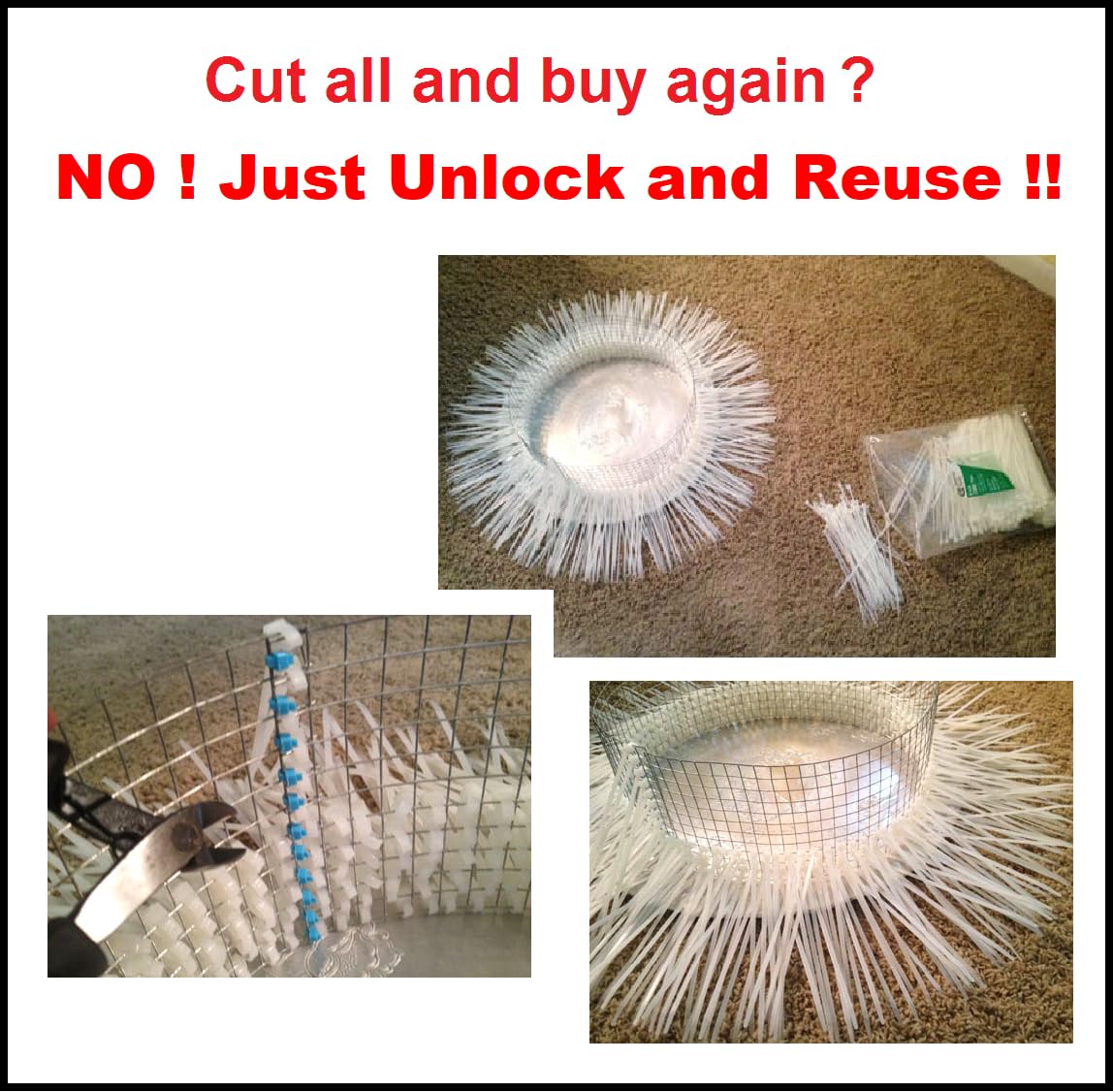 CABTOR with multiple reused cable ties demonstrating waste reduction benefit