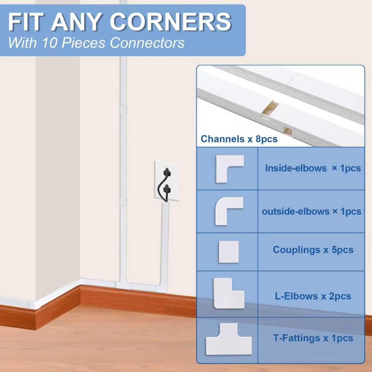 CADONO wall-mounted TV setup with cord hider keeps cables tidy.