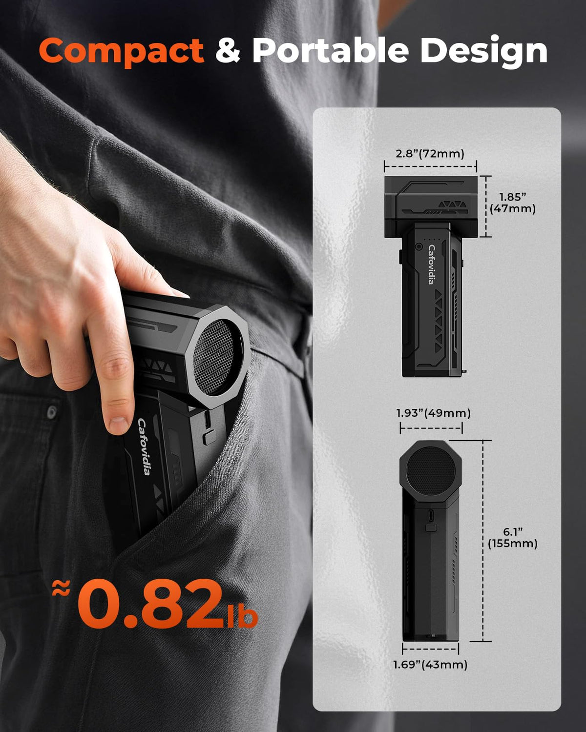 Cafovidia electric air duster compact and portable.