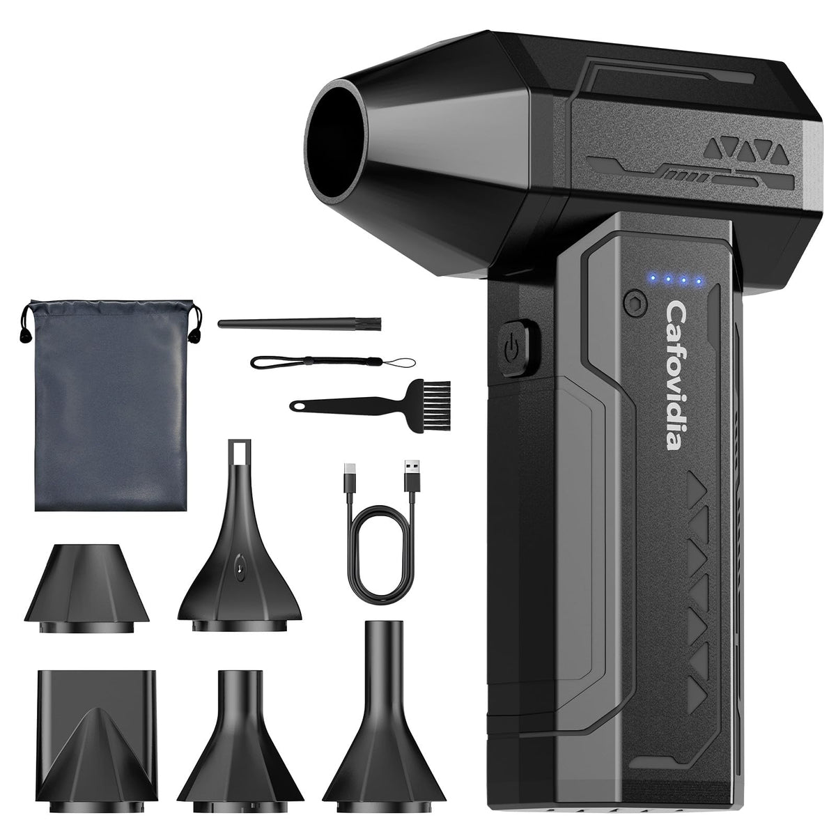 Cafovidia electric air duster front view for easy handheld cleaning.