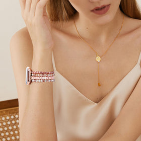 CAGOS handmade beaded elastic strap closeup showing intricate beads.