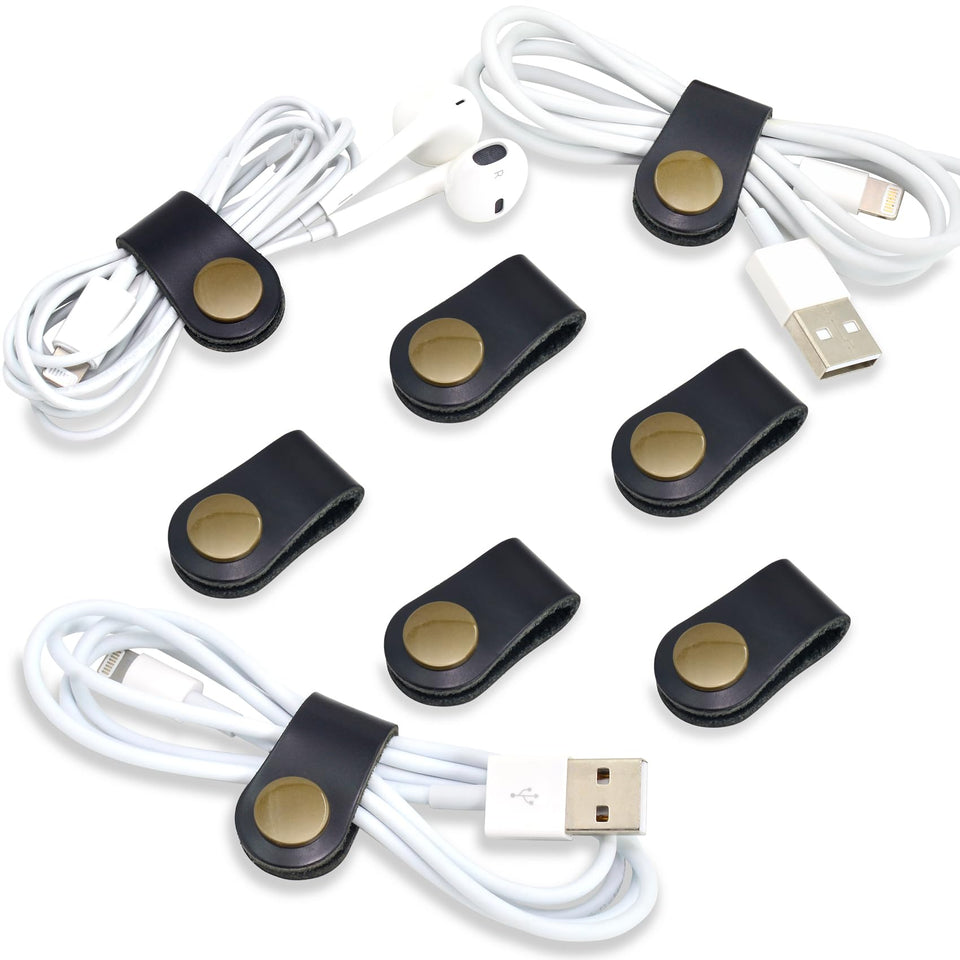 CAILLU leather cord organizer in compact form keeps cables tidy on the go.