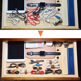 CAILLU headphone cable winder neatly collects cords for desk or travel.