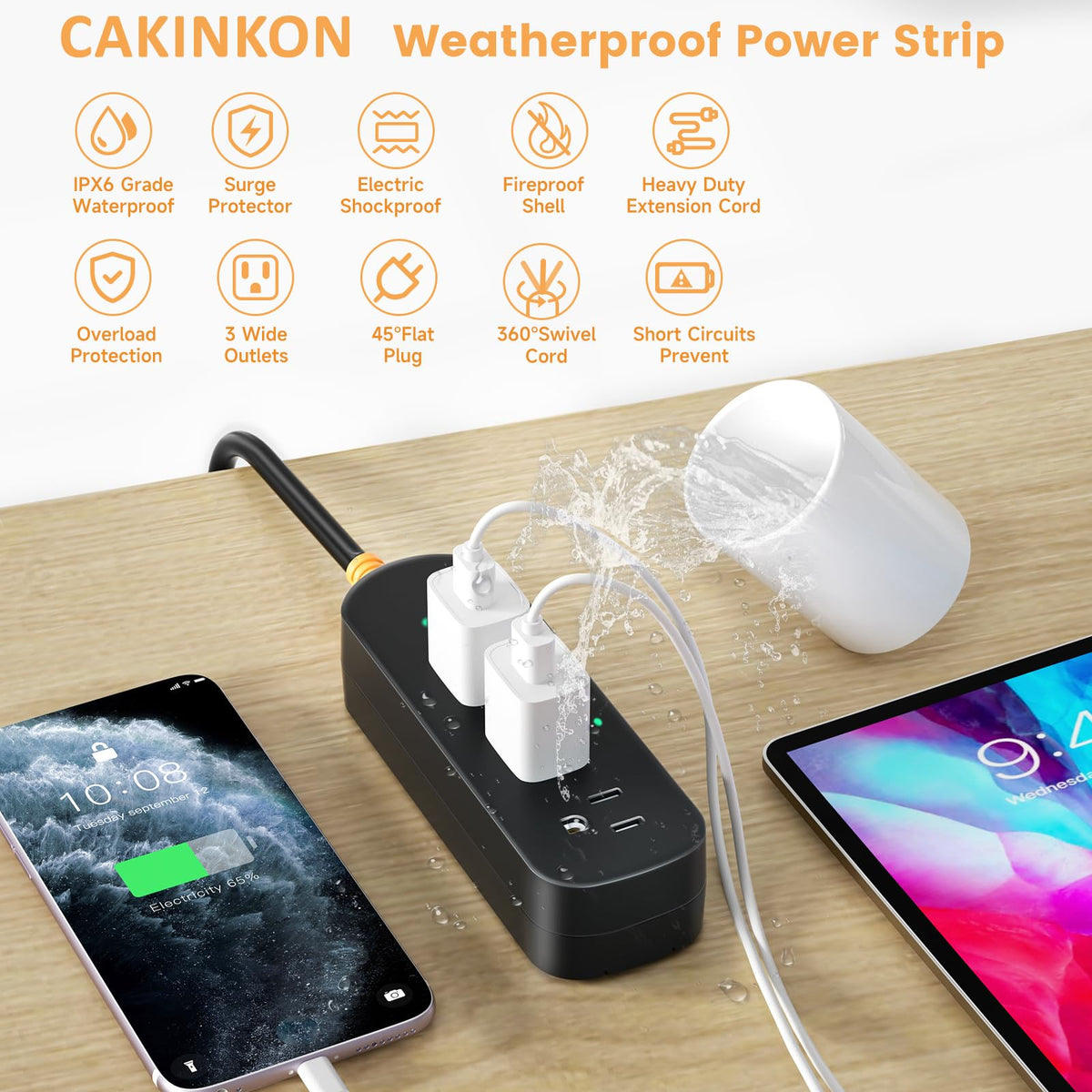CAKINKON 3-foot extension cord enables flexible placement in any room or patio.