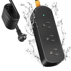 CAKINKON outdoor surge protector with three outlets for reliable outdoor power access.