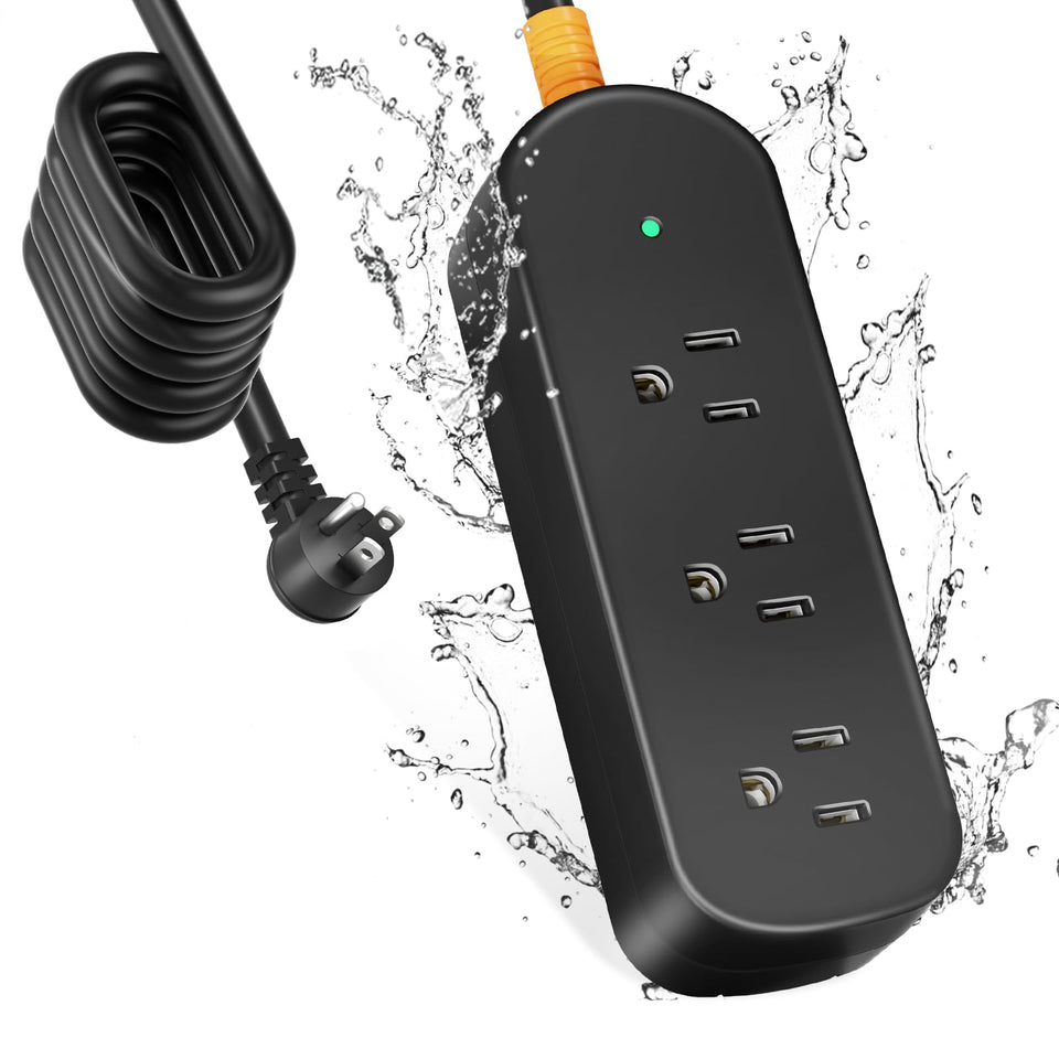 CAKINKON outdoor surge protector with three outlets for reliable outdoor power access.