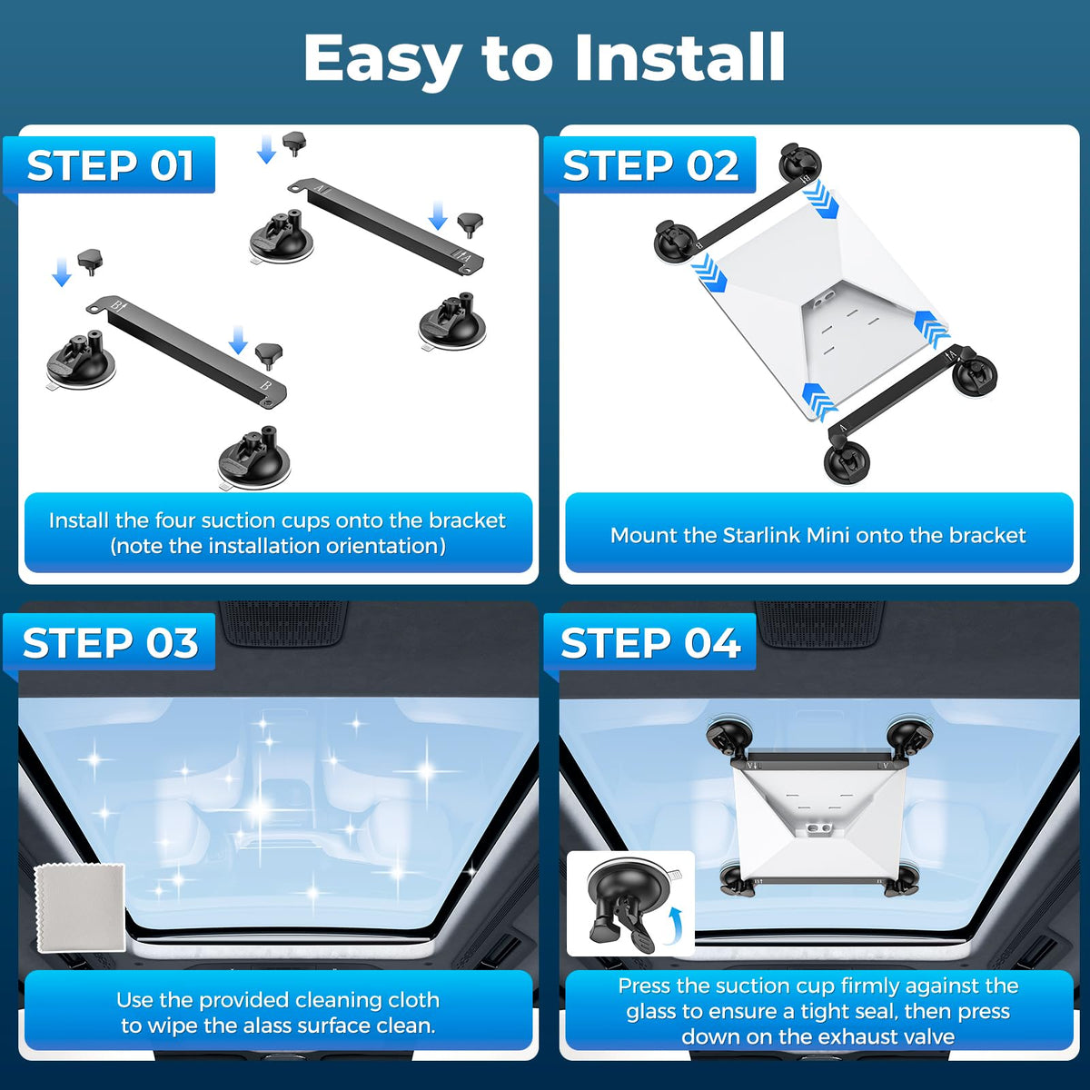 Calanthe Starlink Mini suction cup mount packs compactly for portable storage.