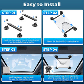 Calanthe Starlink Mini suction cup mount packs compactly for portable storage.
