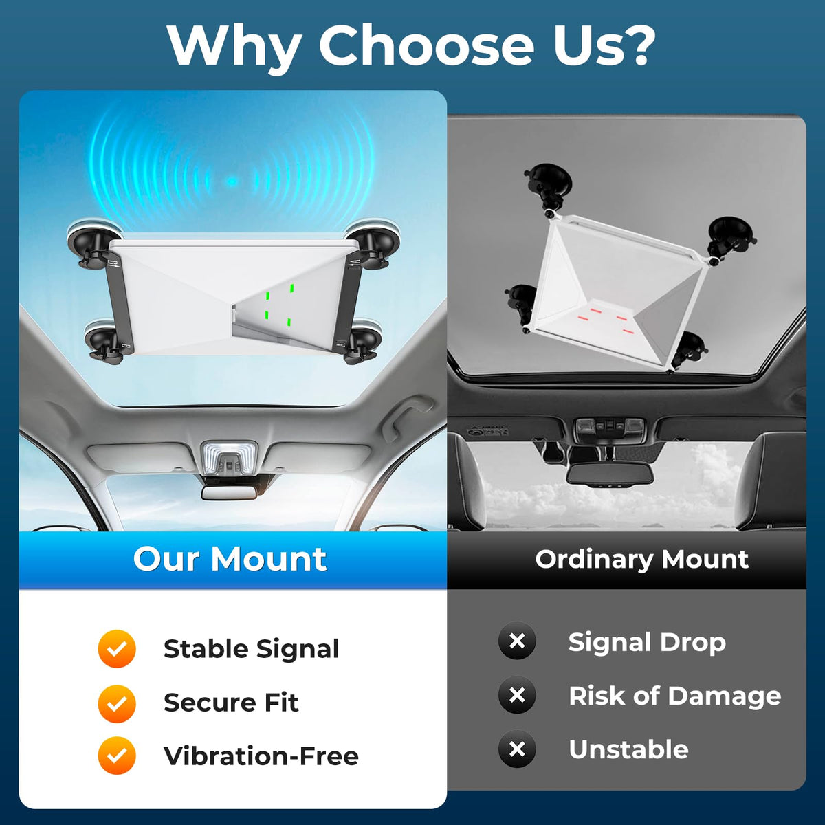 Calanthe Starlink Mini suction cup mount with durable design for longevity.