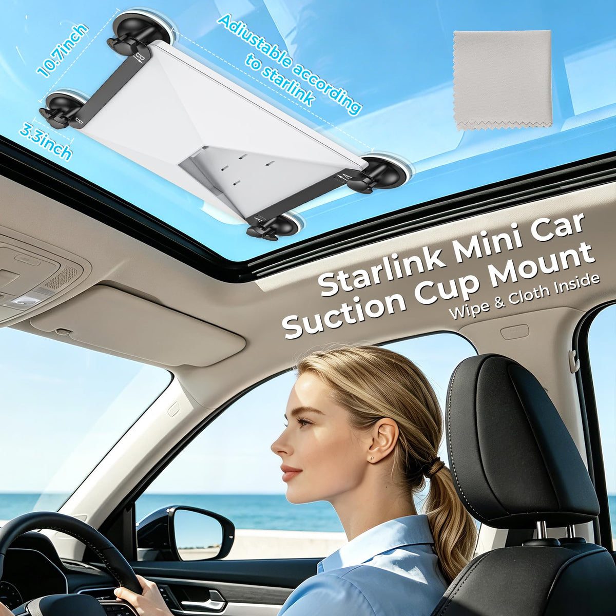 Calanthe Starlink Mini suction cup mount on RV setup for steady signal on rough terrain.