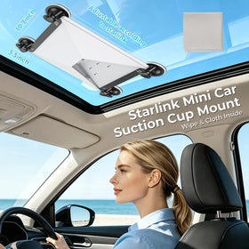Calanthe Starlink Mini suction cup mount on RV setup for steady signal on rough terrain.