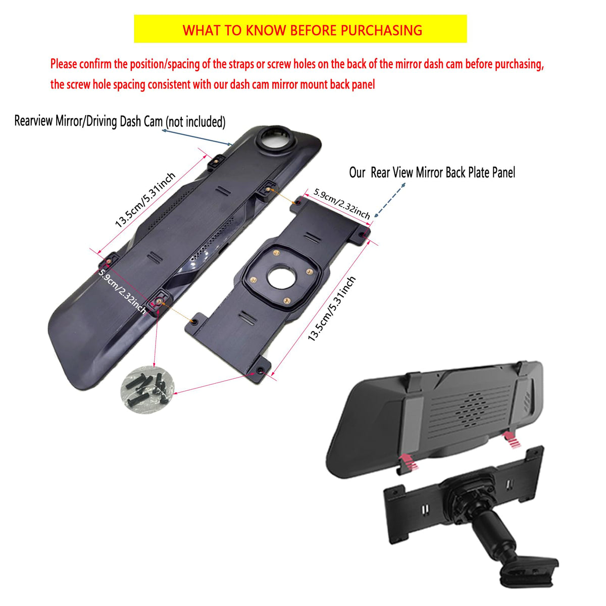 CALLARON rearview mirror back plate panel provides stable support and protection.