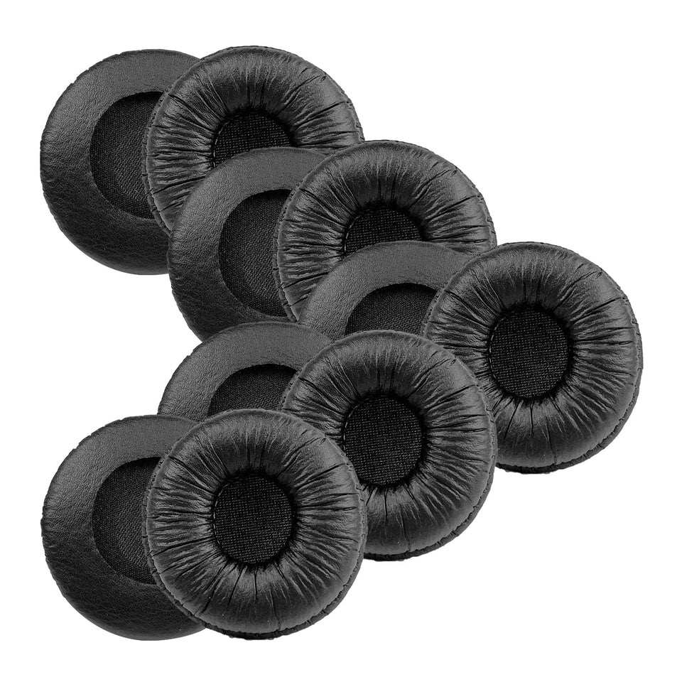 Callez front packaging showing ten ear cushions and included windscreens for easy replacement