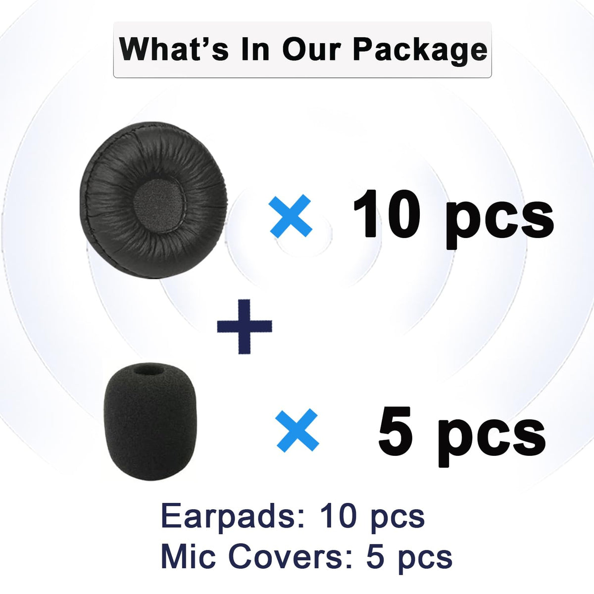 Callez package contents with ten pads and five windscreens showing complete replacement set