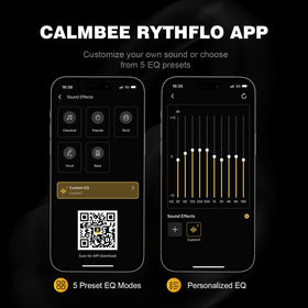 Person wearing Calmbee on commute with phone, clear calls and noise reduction benefit