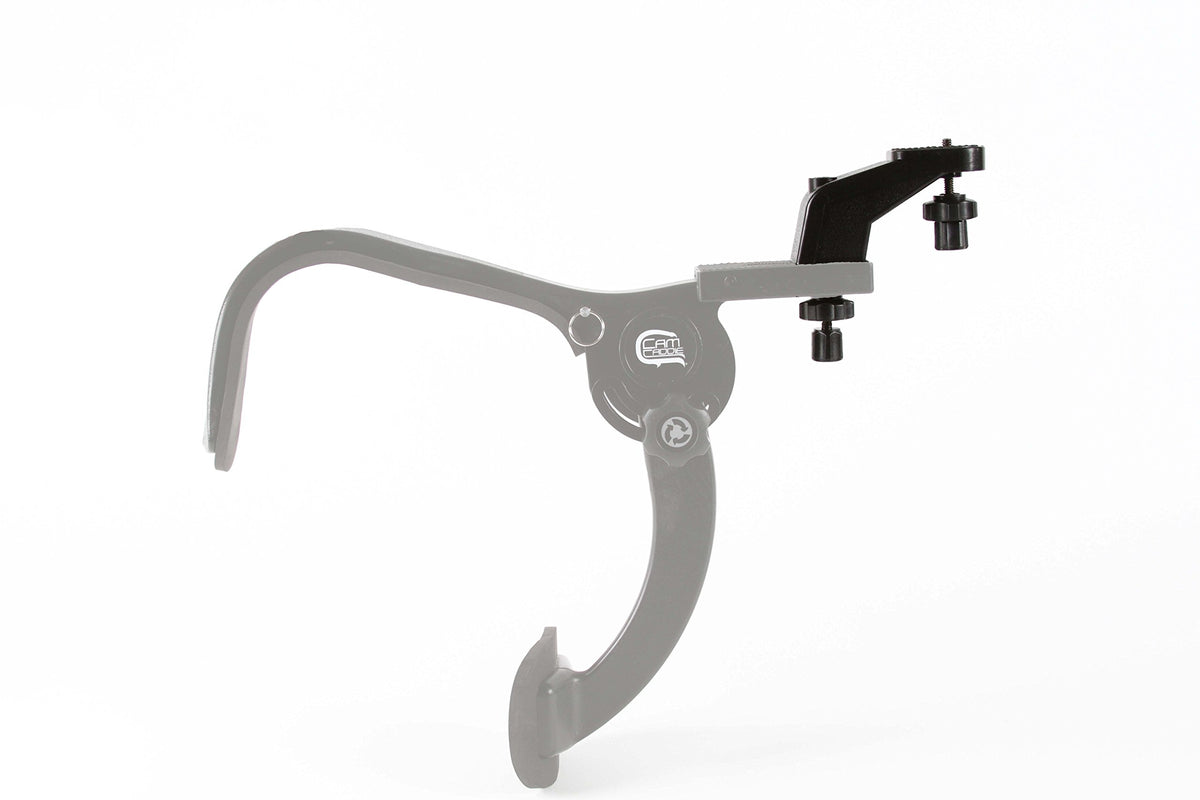 Cam Caddie rig with DSLR on shoulder reducing shake and fatigue