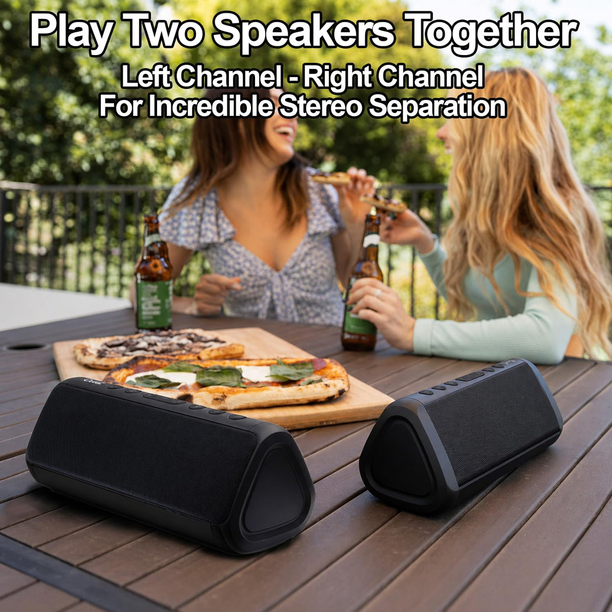 Cambridge Soundworks OontZ Angle 3 Pro 2 Pack side view; compact, powerful portability.