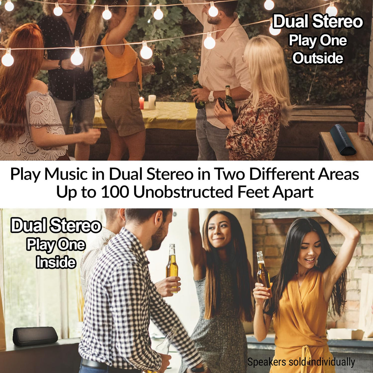 Cambridge Soundworks OontZ Angle 3 Pro 2 Pack waterproof; pool and beach ready.