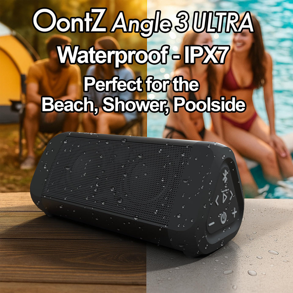 Cambridge SoundWorks OontZ Angle 3 Ultra 100-foot range supports flexible speaker placement.