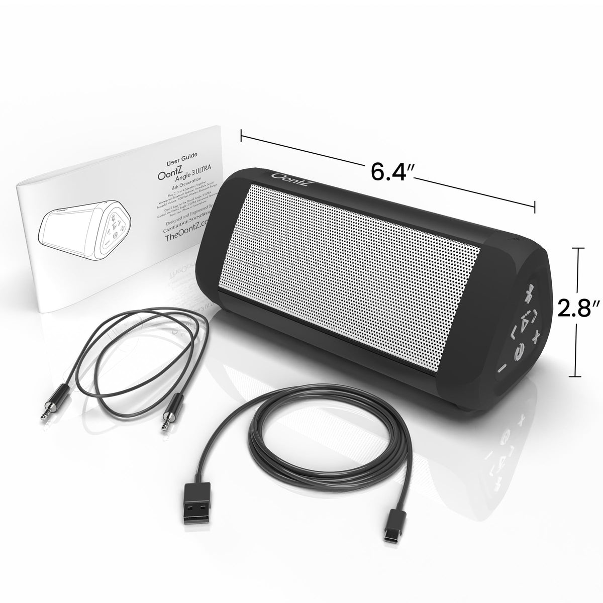 Cambridge Soundworks OontZ Angle 3 Ultra on beach with picnic scene illustrating outdoor use