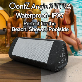 Cambridge Soundworks OontZ Angle 3 Ultra top view of controls and USB-C port for easy charging