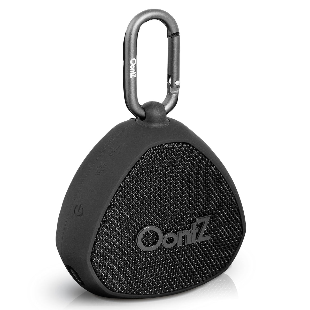 Cambridge SoundWorks OontZ Angle Clip front view, compact clip-on speaker for travel.