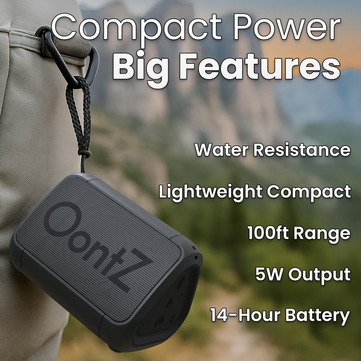 OontZ Angle Solo battery status emphasizes long playtime and portability