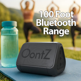 Cambridge SoundWorks OontZ Angle Solo near water shows splash resistance