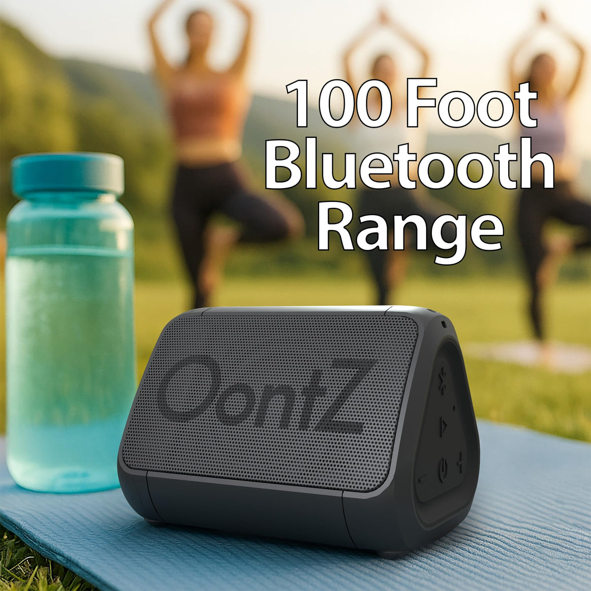 OontZ Solo offers 100-foot Bluetooth range for flexible placement during outdoor activities.